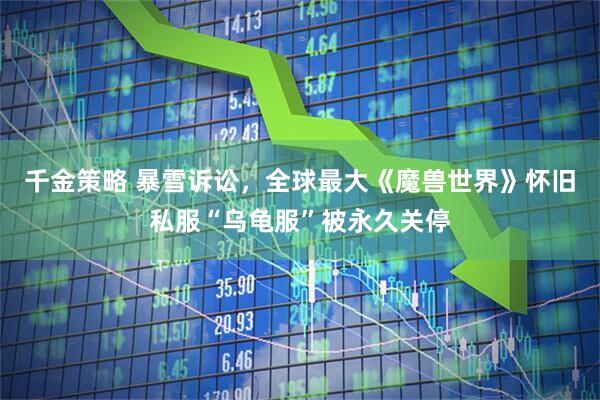 千金策略 暴雪诉讼，全球最大《魔兽世界》怀旧私服“乌龟服”被永久关停