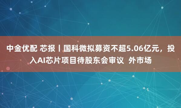 中金优配 芯报丨国科微拟募资不超5.06亿元，投入AI芯片项目待股东会审议  外市场